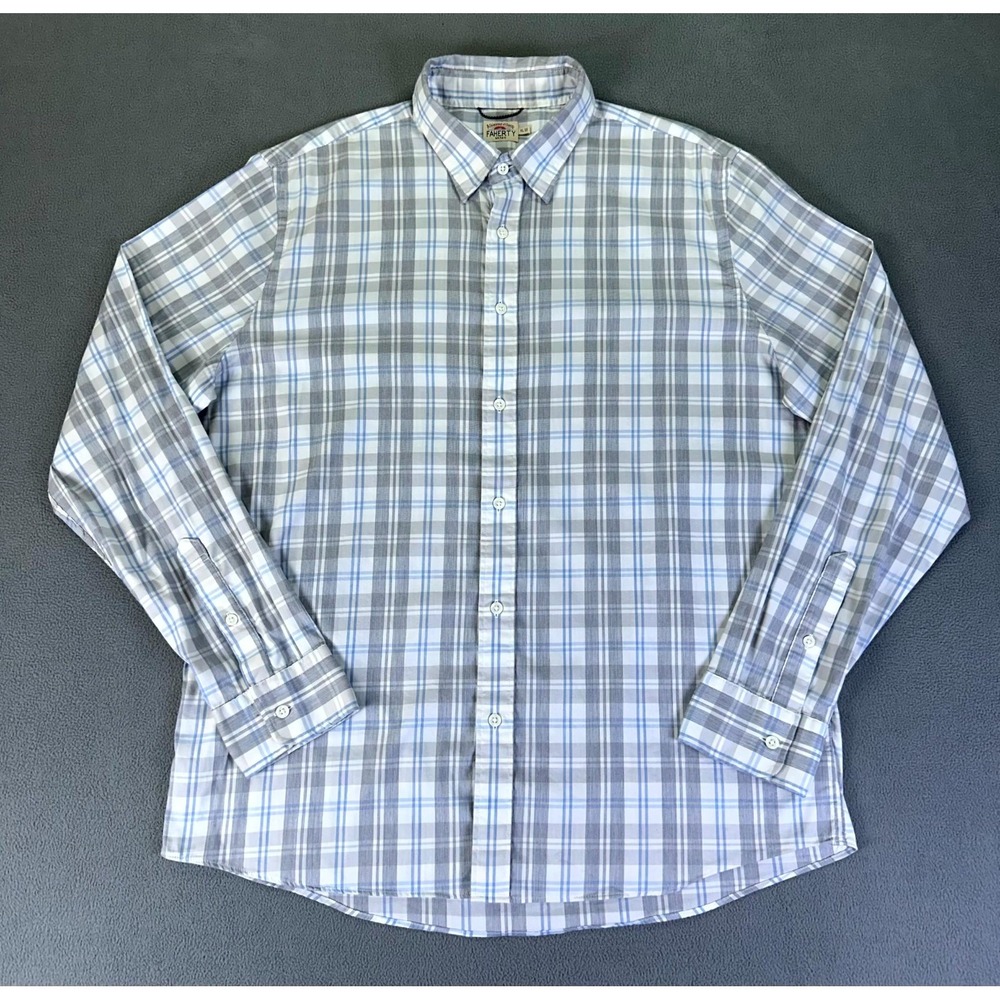 Faherty Shirt Mens XL Gray Blue Movement Supima Nylon Performance Minimalist - Picture 2 of 8